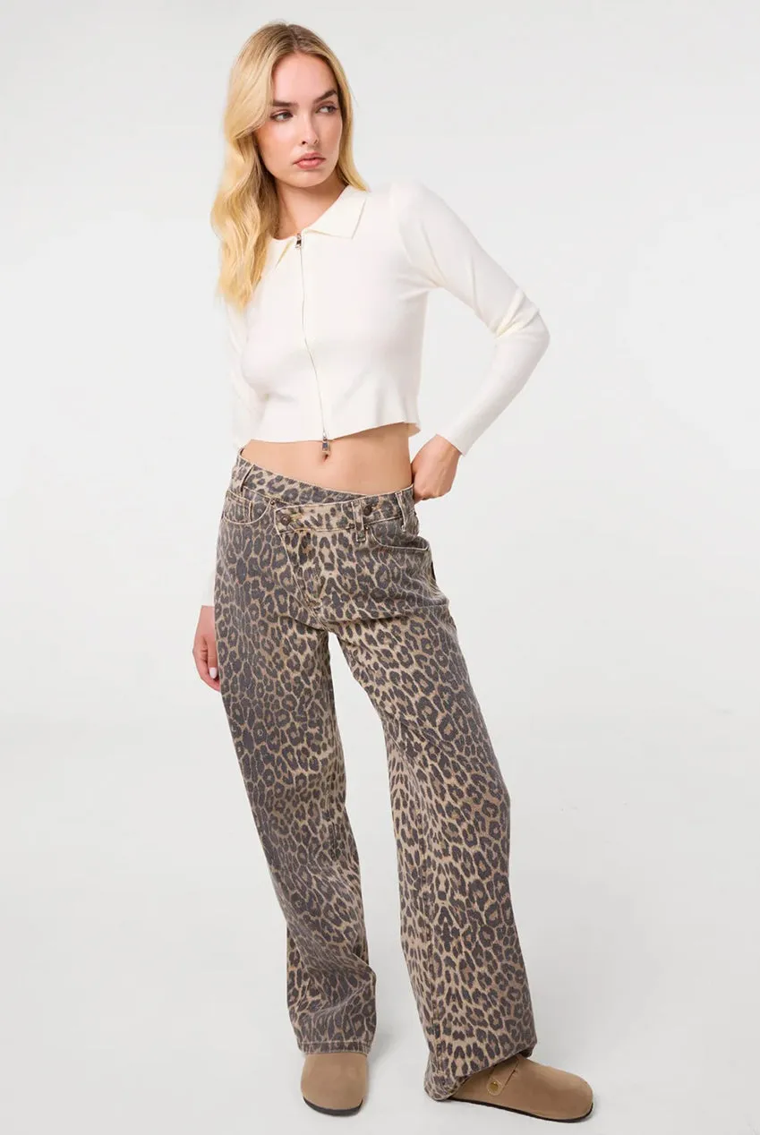 Pink Vanilla Zip Through Maglione Avorio Collo