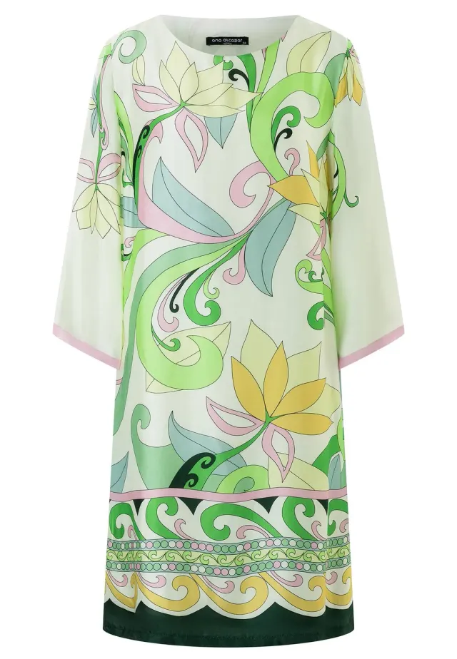 Ana Alcazar Pecane abito tunica raso fiori menta