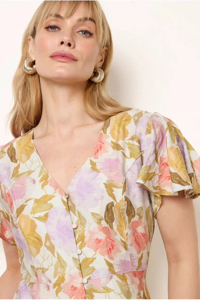 Blue Vanilla Floral Peplum top fantasia scollo V
