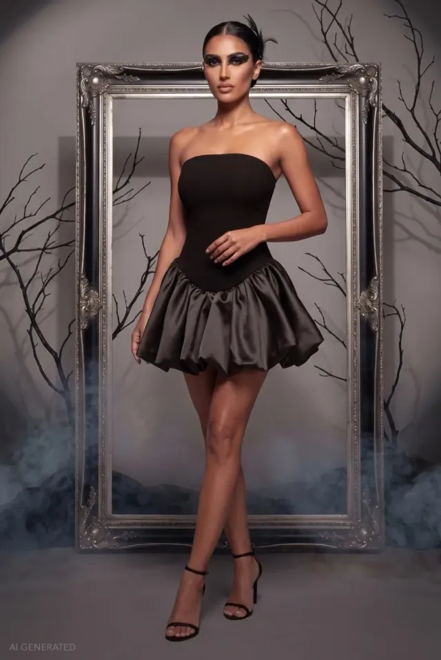 Goddiva Mini Corsetto Cigno Nero Lacci Taglia 12