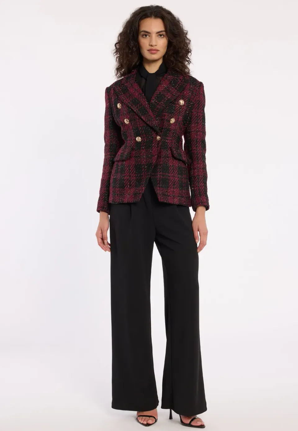Ana Alcazar Abara blazer boucle nero bordeaux