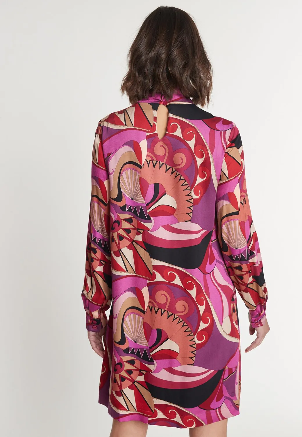 Ana Alcazar Makisa abito camicia fantasia maniche lunghe