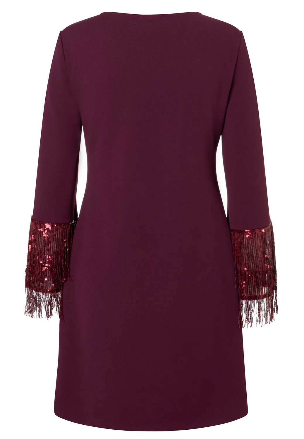 Ana Alcazar Cebena abito bordeaux frange paillettes