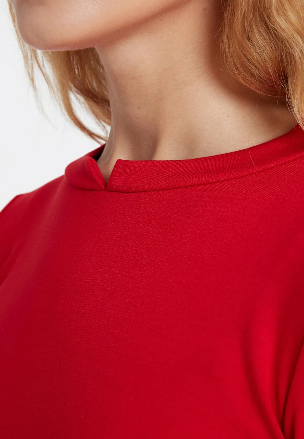 Ana Alcazar Sipea abito linea A rosso jersey
