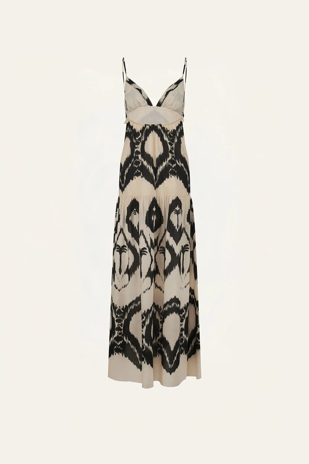 Johanna Ortiz Zea Palm maxi abito cotone ecru nero