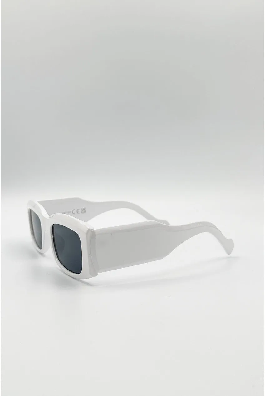 SVNX Chunky Rectangle occhiali bianchi lente nera