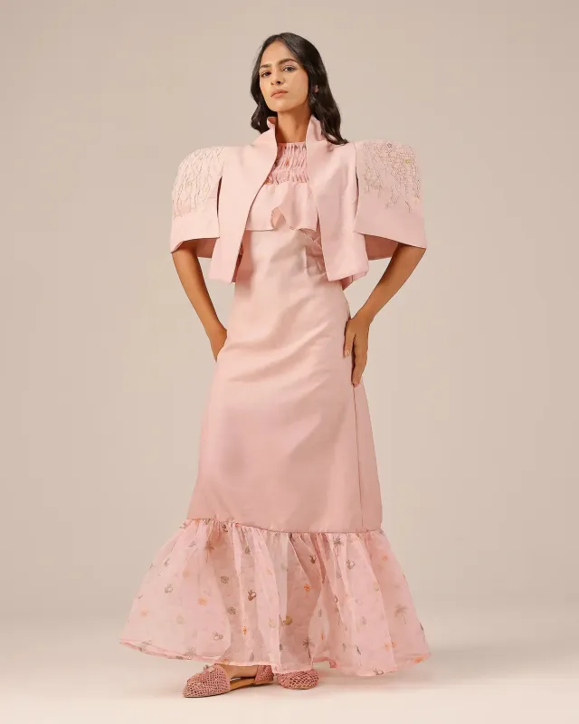 Our Dve Palm Pop completo giacca e abito rosa