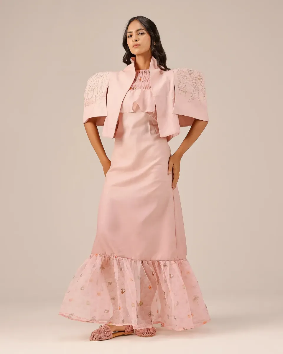 Our Dve Palm Pop completo giacca e abito rosa