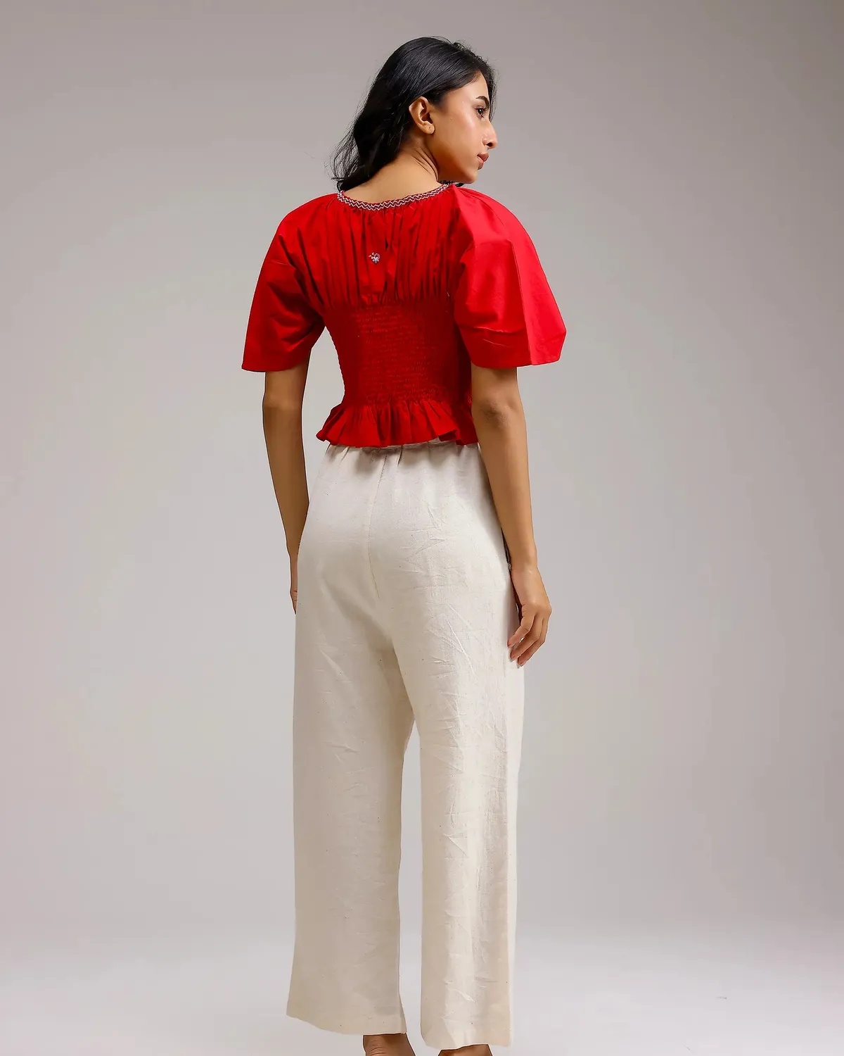 Our Dve Peplum Top top rosso smock taglia unica