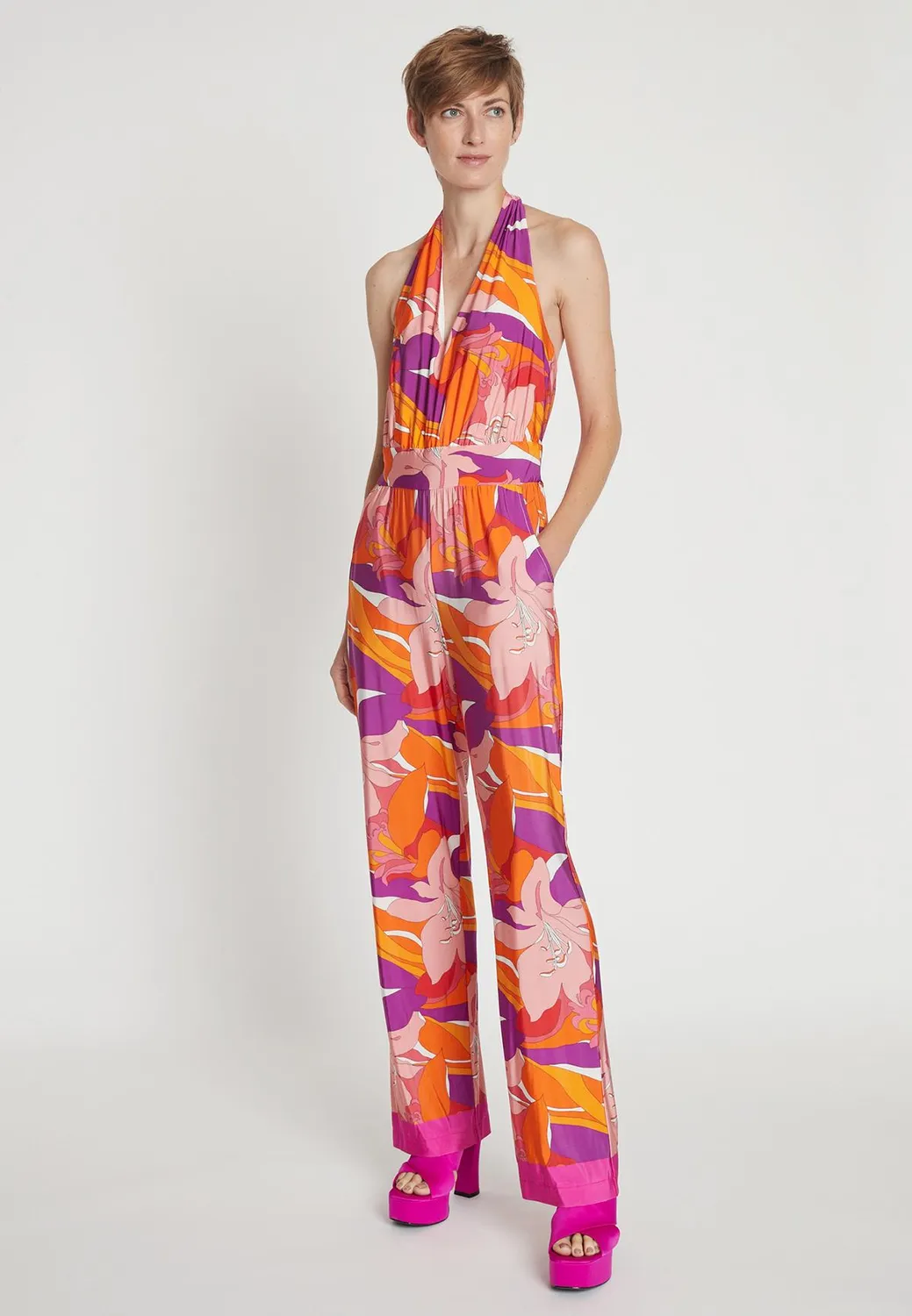 Ana Alcazar Loasa tuta jumpsuit floreale scollo halter