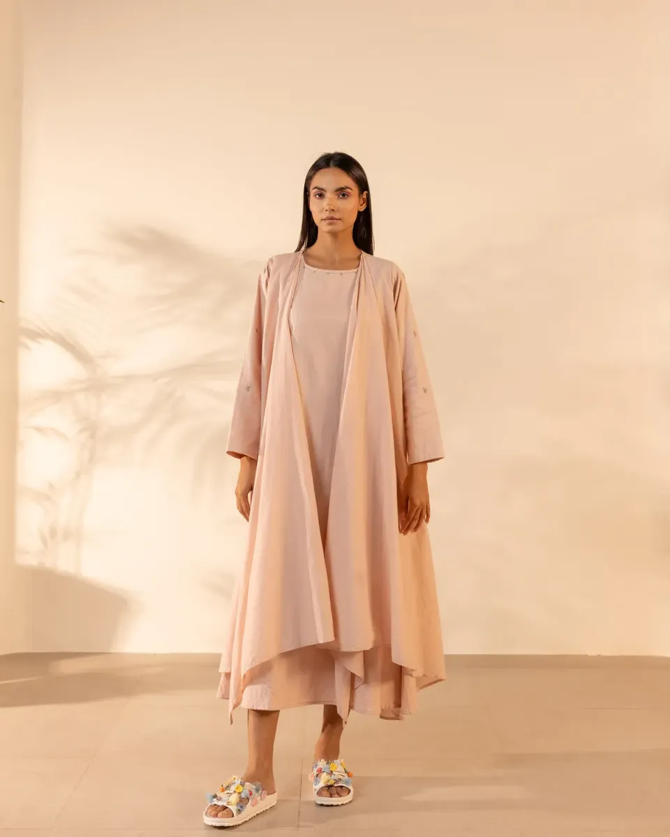 Our Dve Saffron Sky abito rosa cotone con shrug