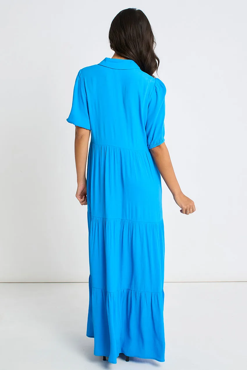 Gini London Button abito skater blu maxi