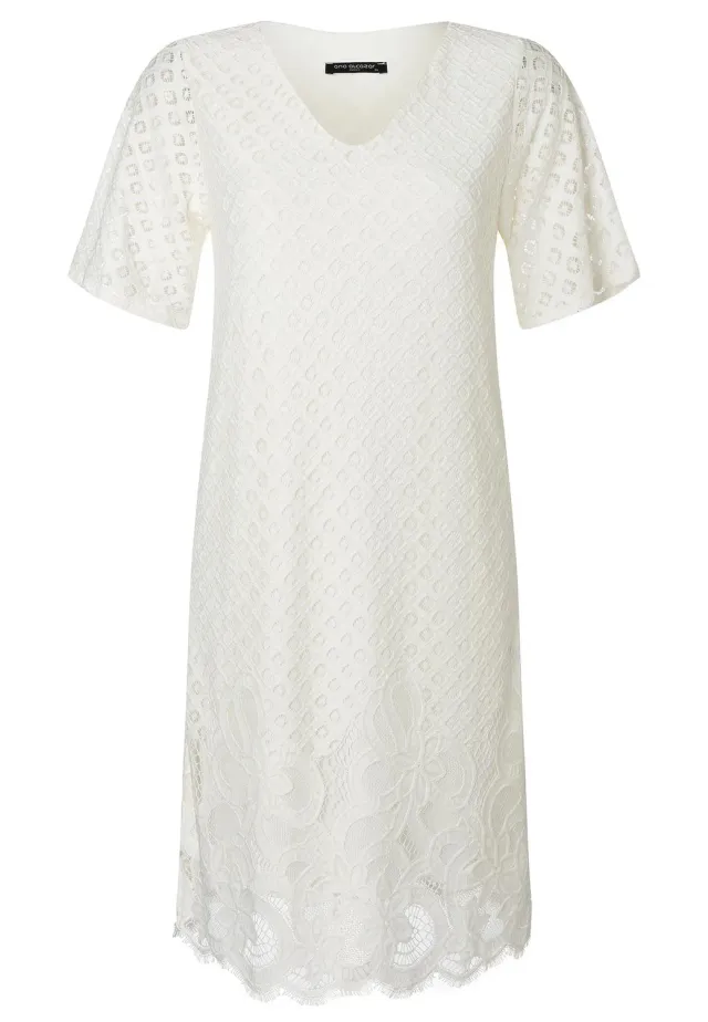 Ana Alcazar Paemi abito pizzo bianco corto scollo V