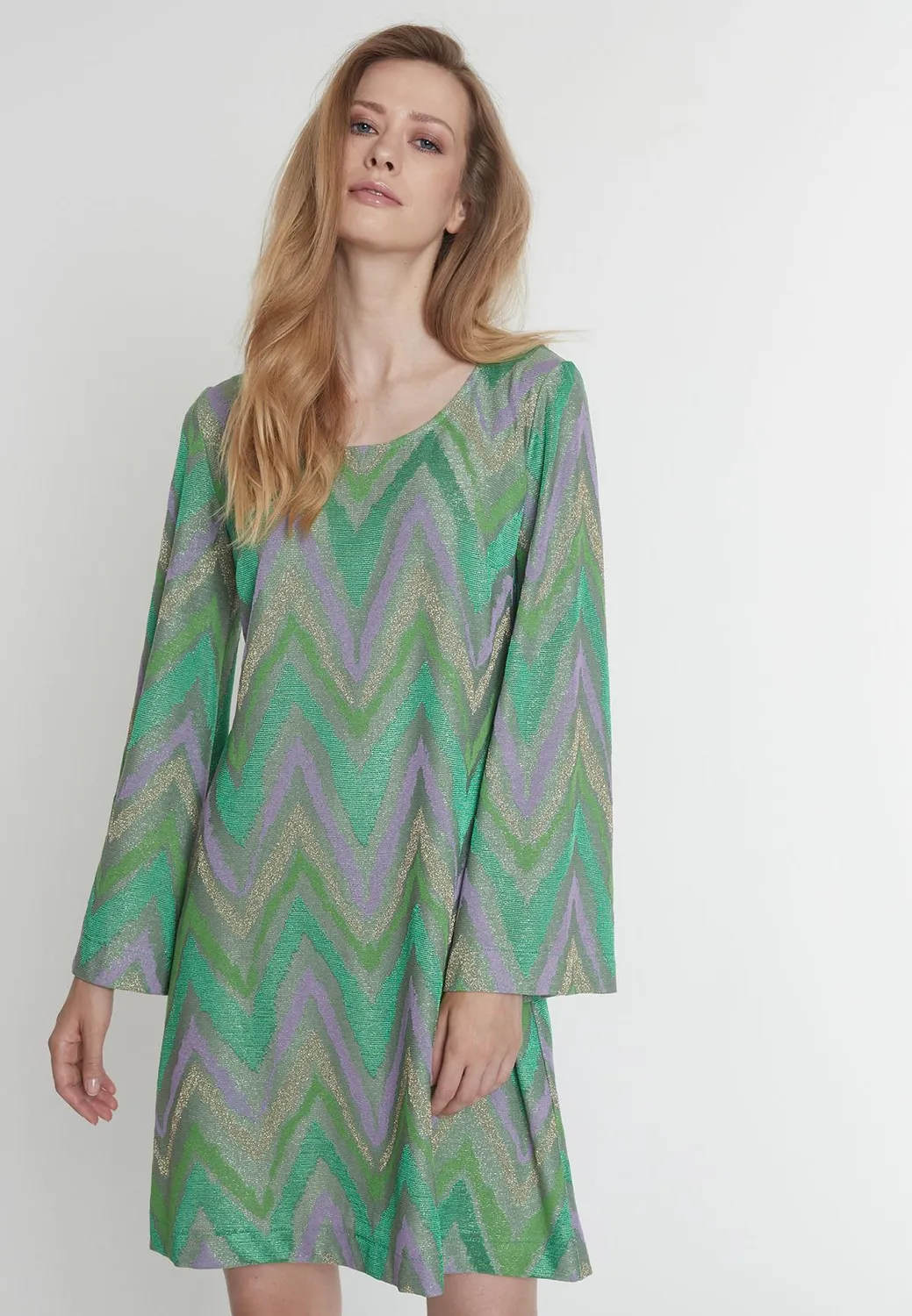 Ana Alcazar Pitana abito tunica svasato lurex verde
