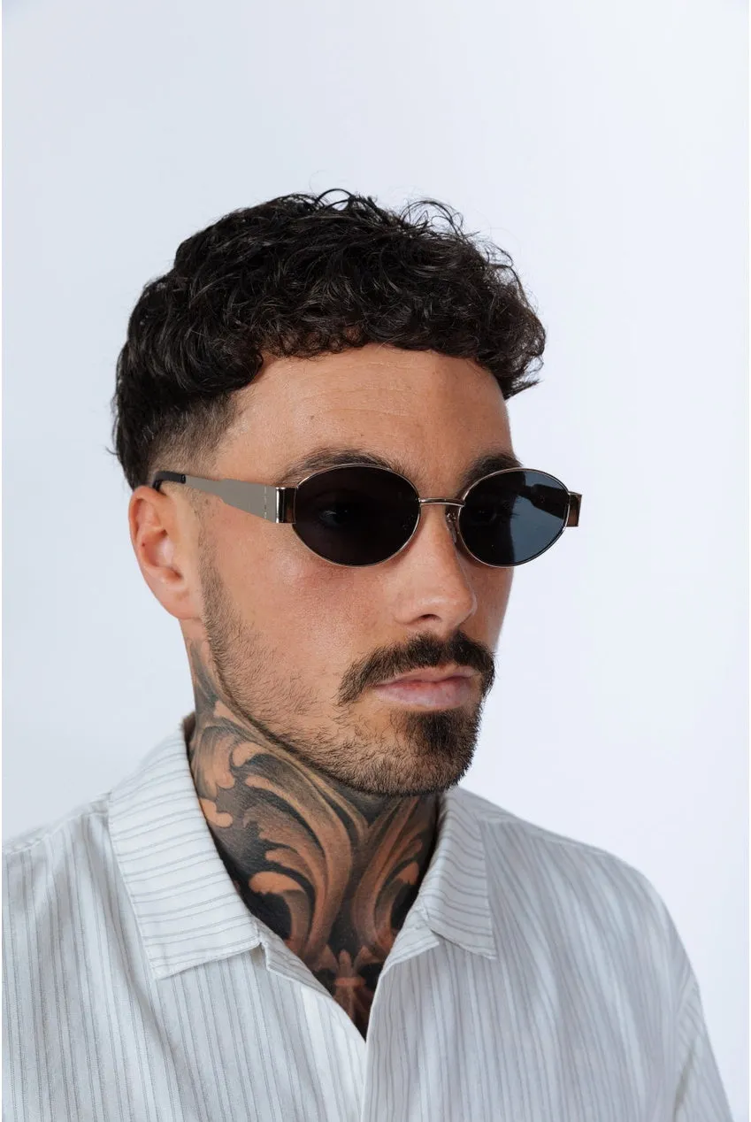 SVNX Oval Metal Frame occhiali sole grigi ovali UV400