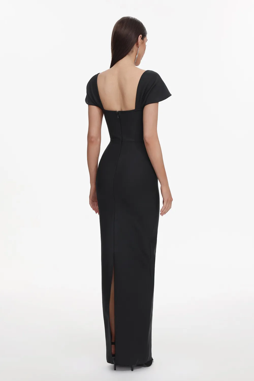 Bella Barnett Romelle abito maxi nero bandage strass