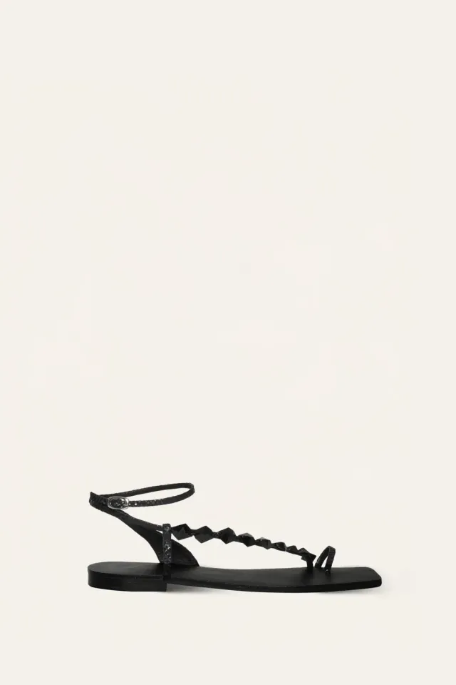 Johanna Ortiz Micaela Dazzling Crest sandali pelle nero