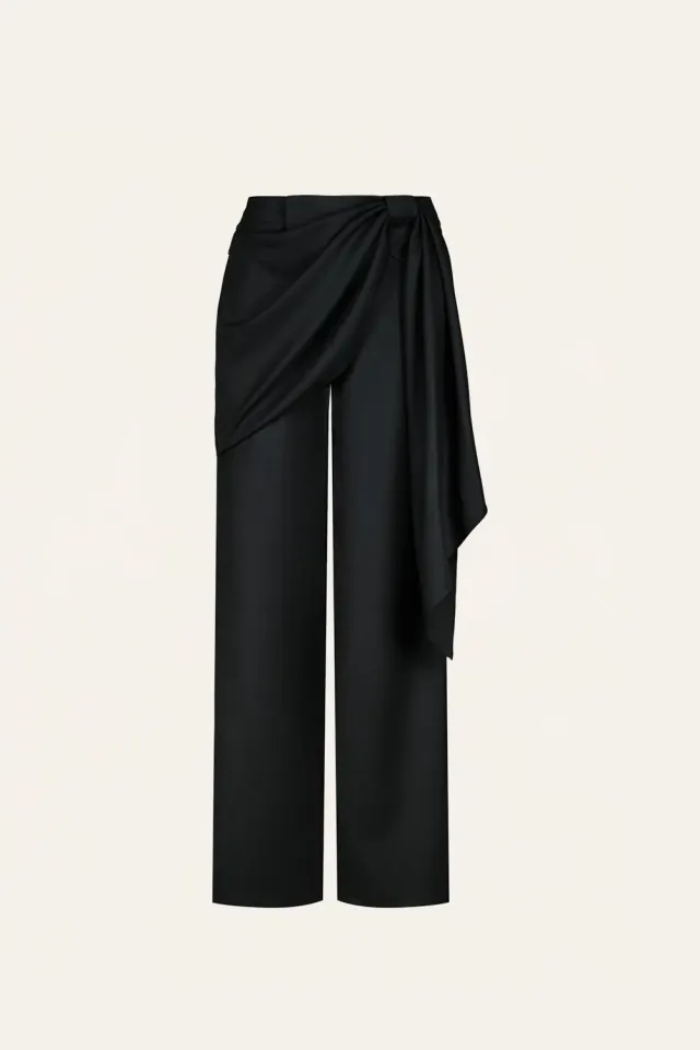 Johanna Ortiz Outlaw pantalone lana nero dritto