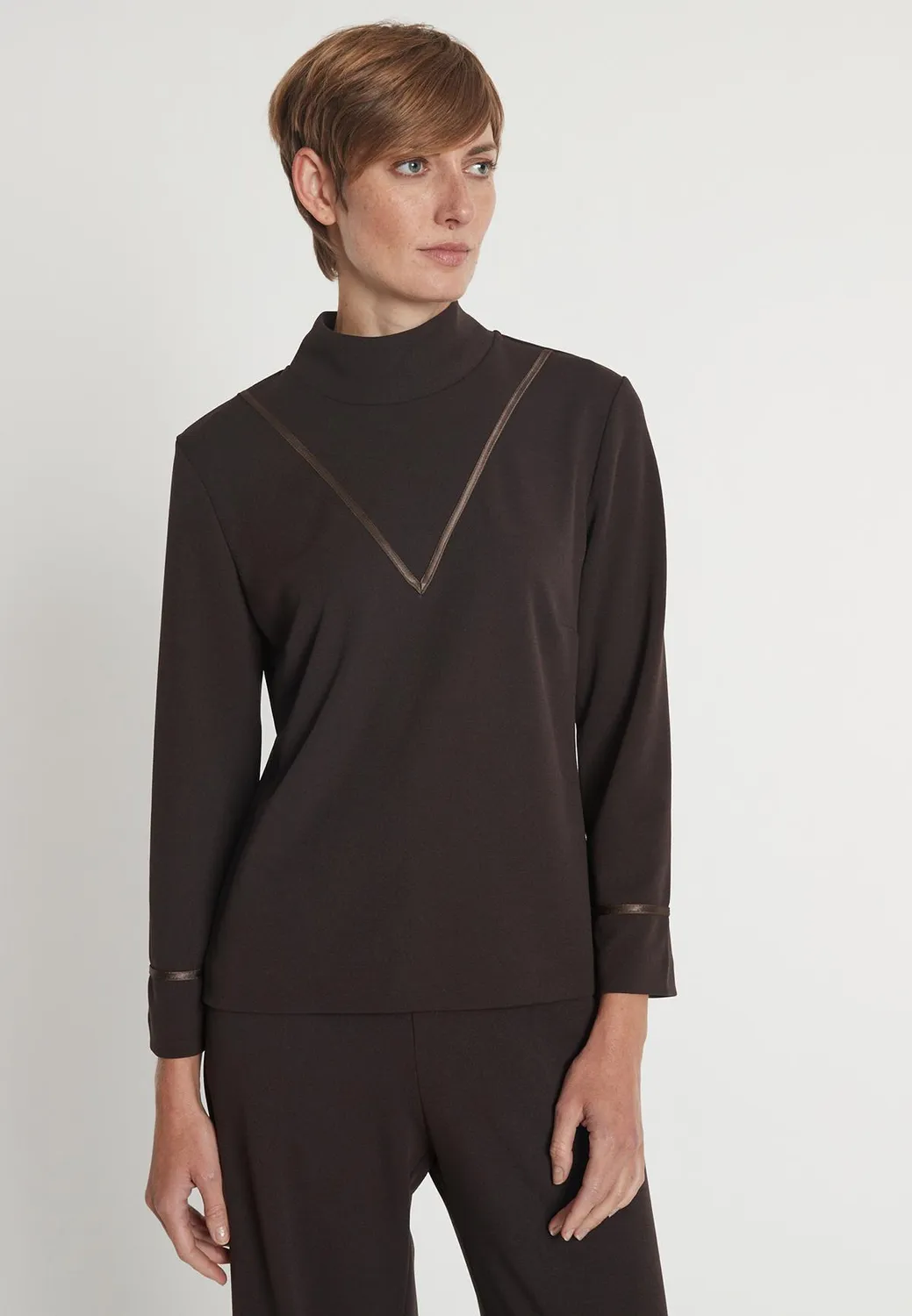 Ana Alcazar Harvene camicia marrone ecopelle