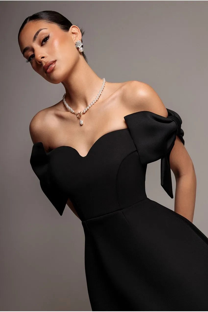Goddiva Bardot DR5124 abito nero 12 scollo profondo