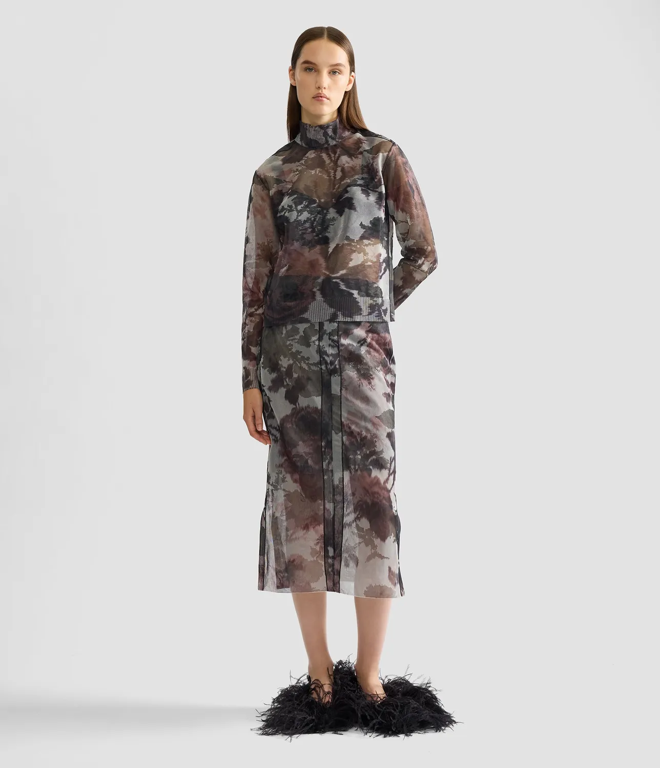 Erdem Floral Jacquard gonna knit midi fiori fantasma