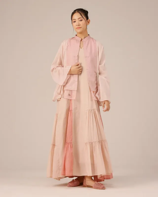 Our Dve Blush Pearl giacca rosa ricamo perle