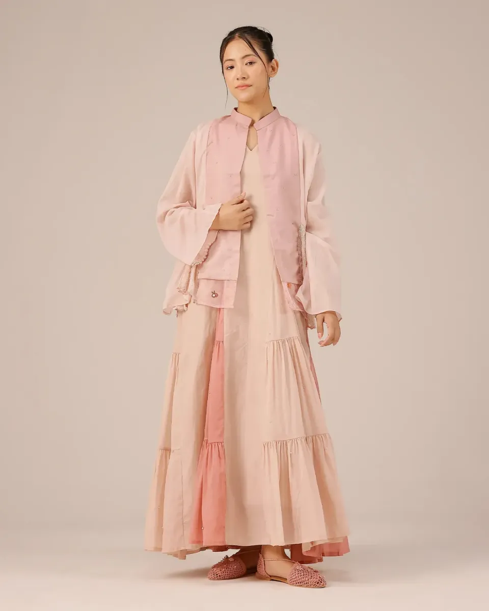 Our Dve Blush Pearl giacca rosa ricamo perle
