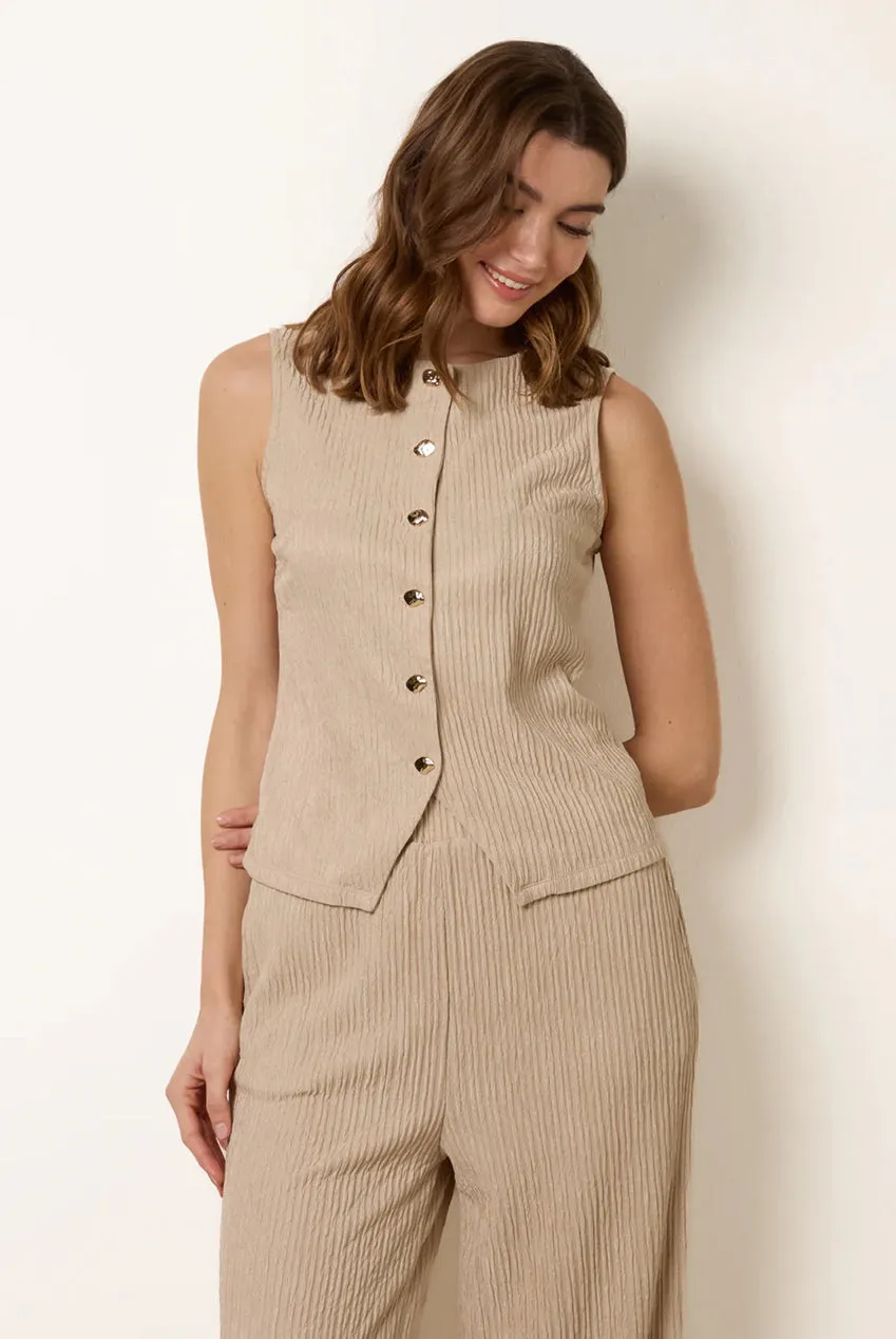 Blue Vanilla Crew Neck gilet stone M bottoni davanti