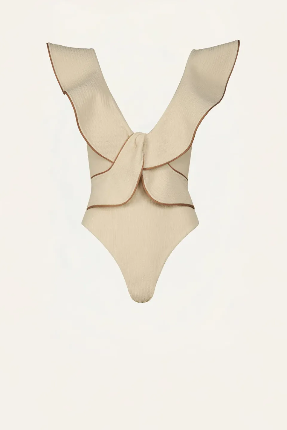 Johanna Ortiz Beaches costume intero ecru lycra increspata