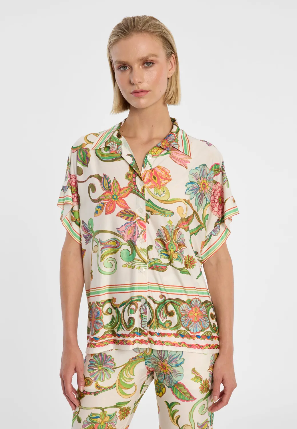 Ana Alcazar Duena camicetta jersey a fiori crema