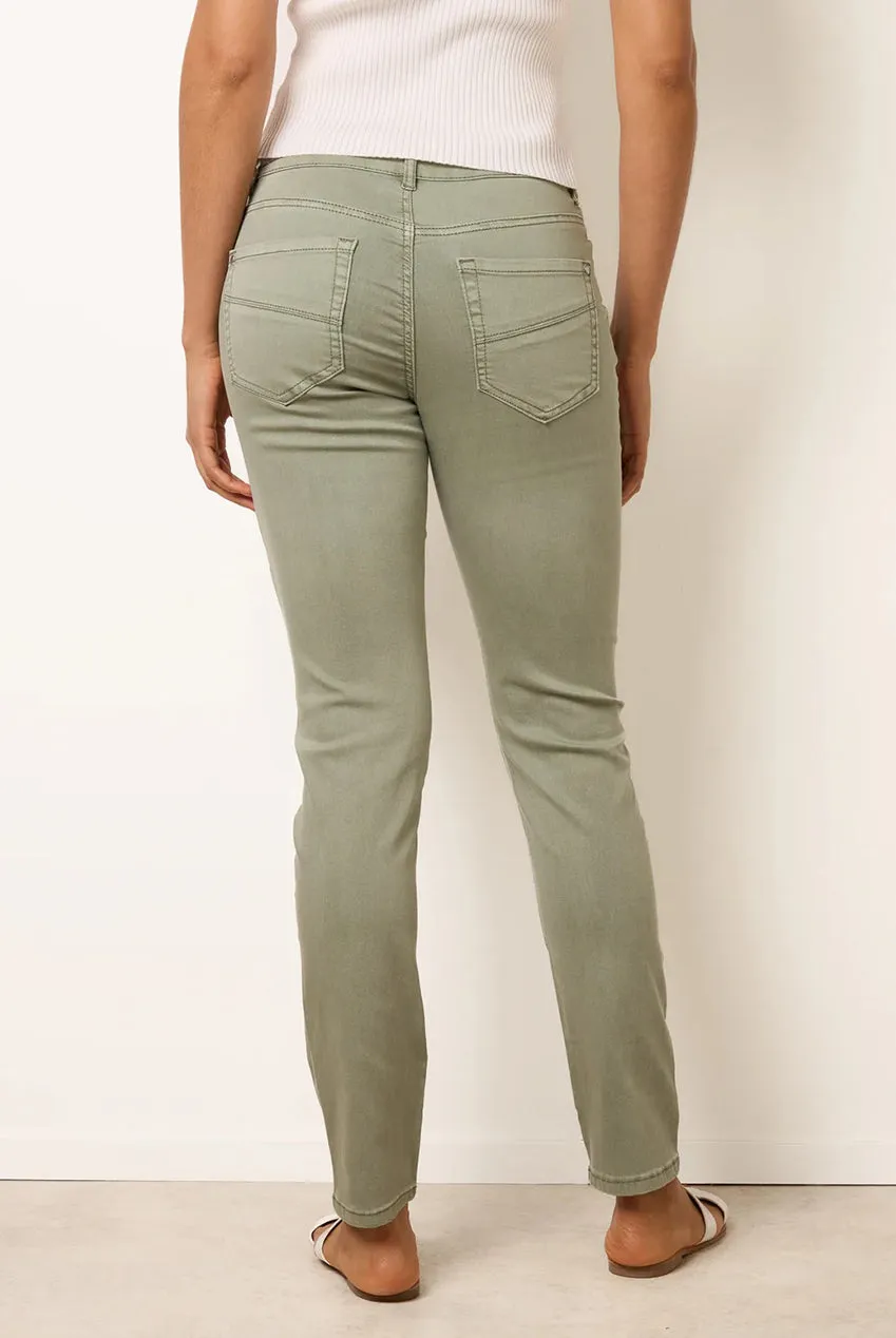 Blue Vanilla Slim Leg Stretch Denim Scarf Trousers jeans kaki chiaro elasticizzati