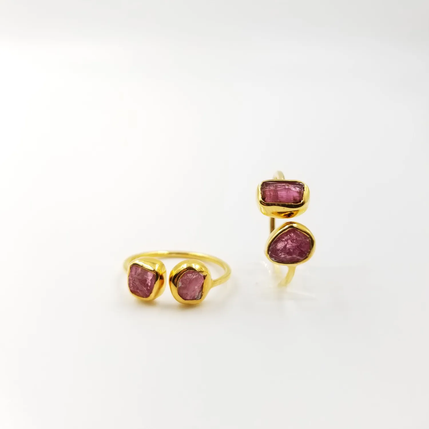 Our Dve 2 Stone Ruby anello argento rubino oro