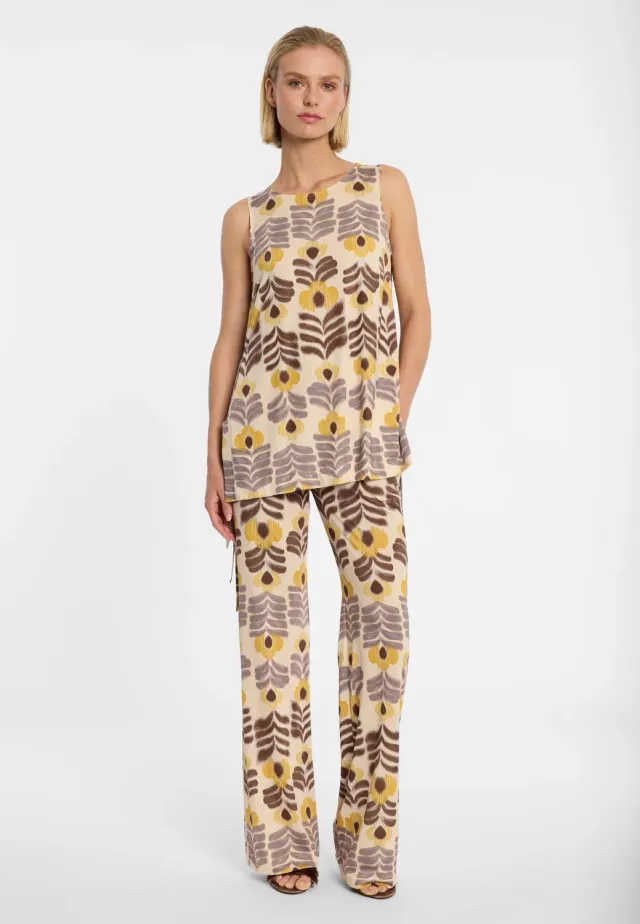 Ana Alcazar Donai pantaloni jersey marrone fiori