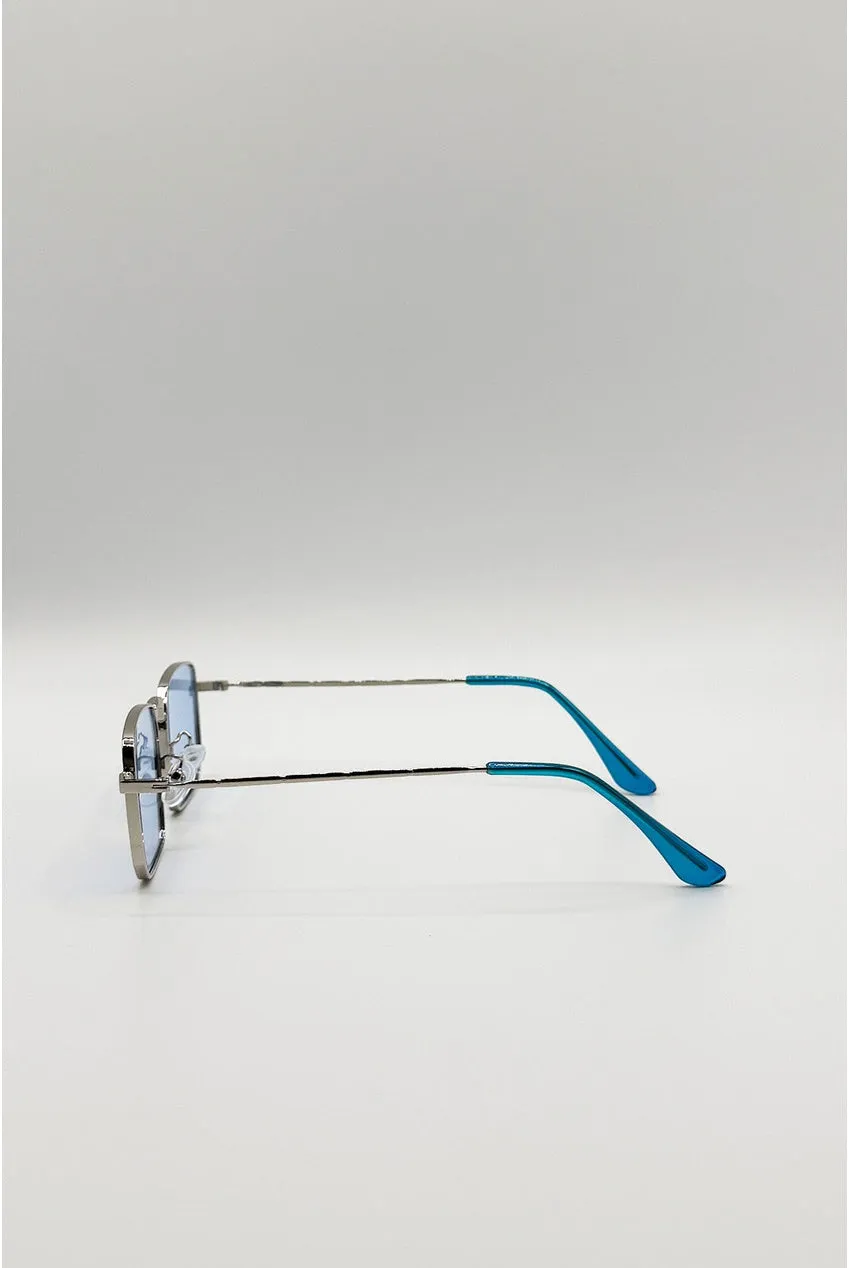 SVNX Vintage Metal Square occhiali sole blu