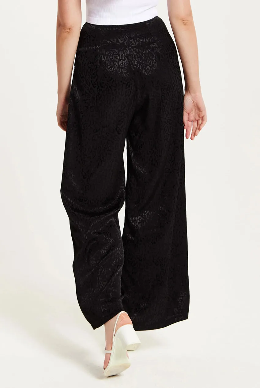 Liquorish High Waist Animal Print pantaloni neri fantasia