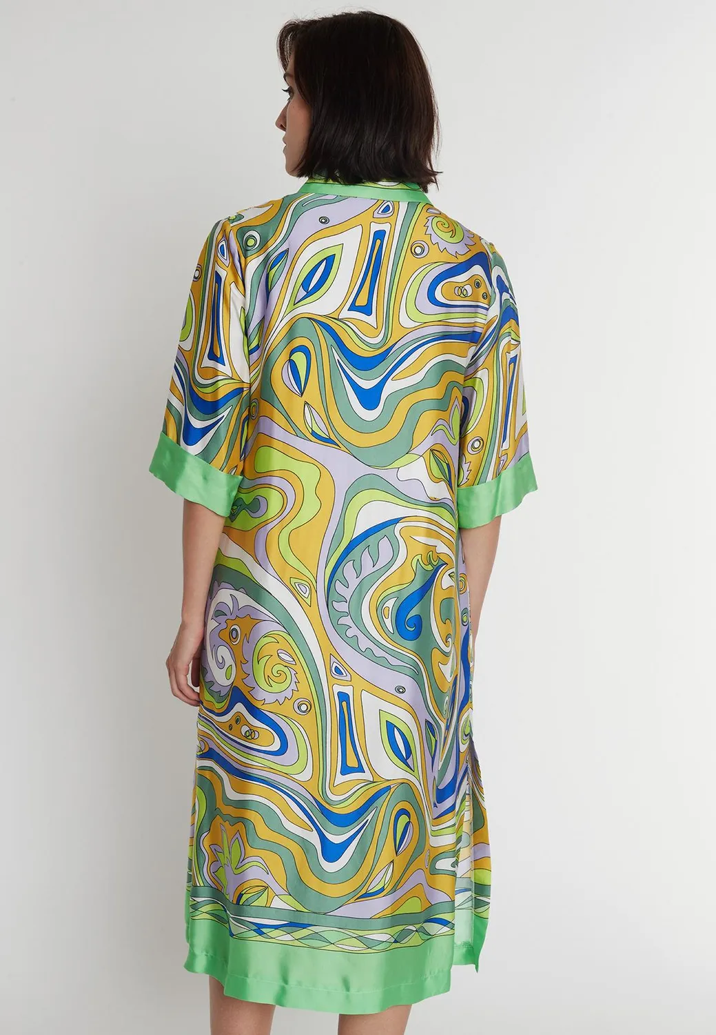 Ana Alcazar Pebola chemisier midi verde satin fantasia