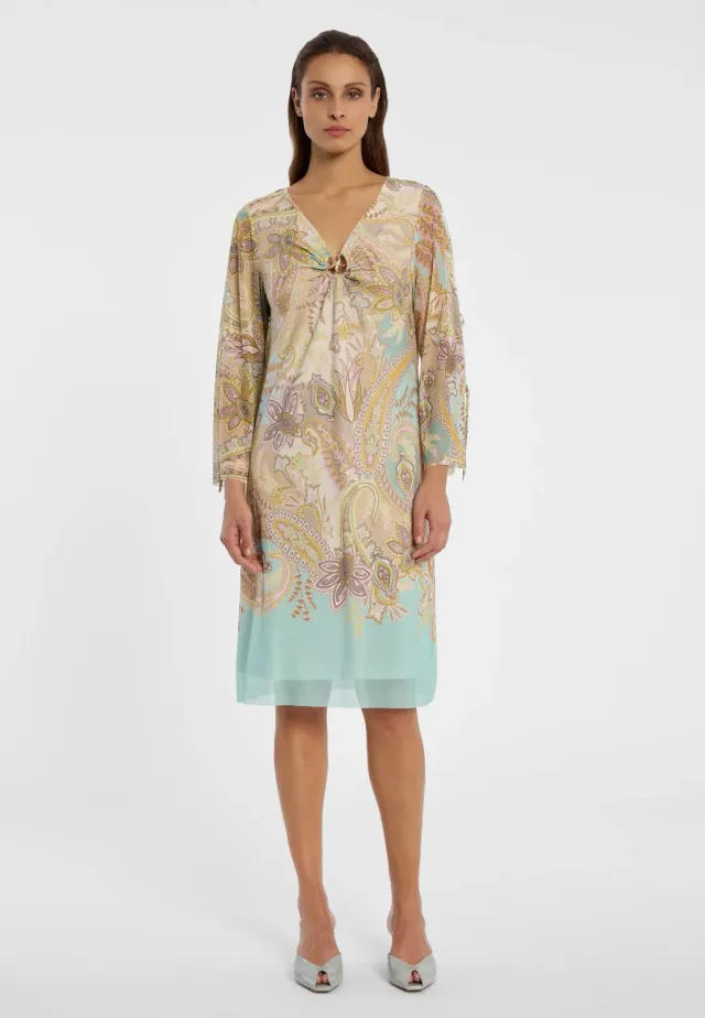 Ana Alcazar Denia abito tunica paisley turchese