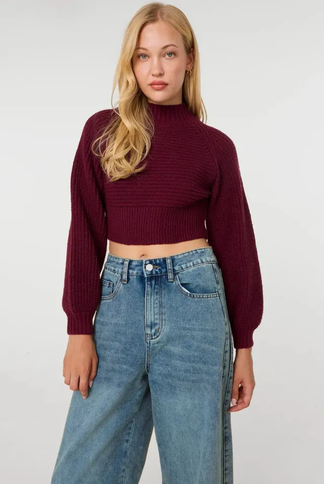 Pink Vanilla High Neck maglione bordeaux collo alto