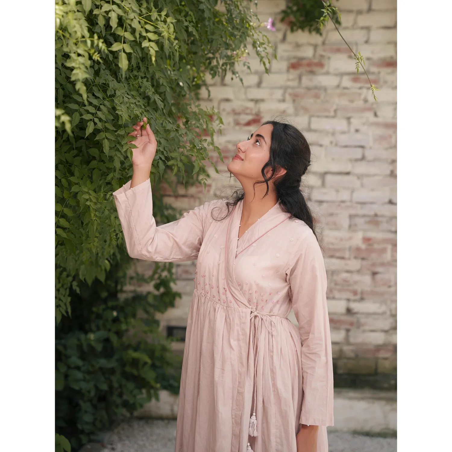 Our Dve Capsule 10 abito rosa in cotone manica lunga
