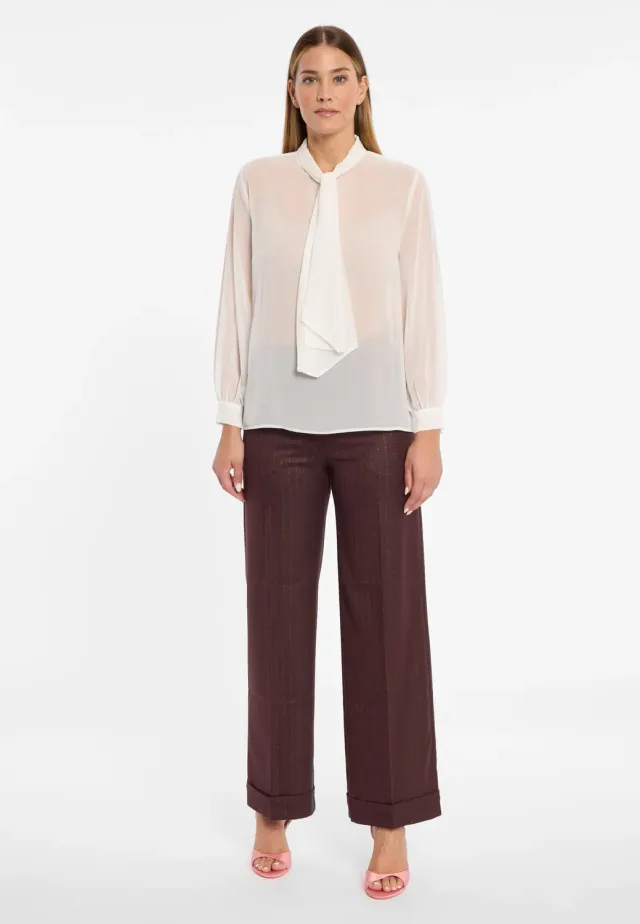 Ana Alcazar Cosala camicia chiffon bianca fiocco