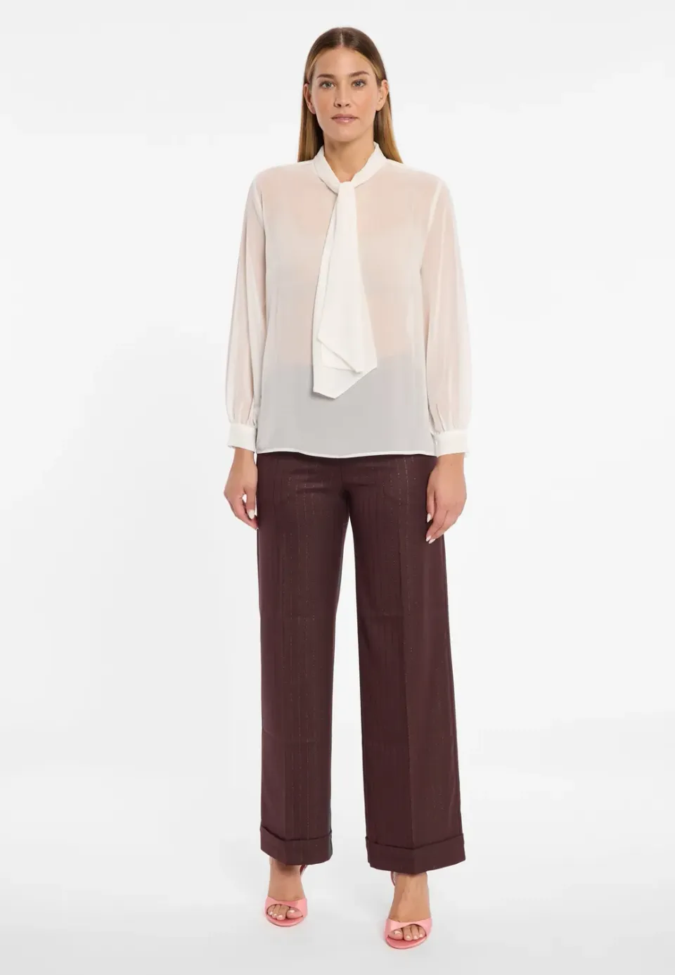 Ana Alcazar Cosala camicia chiffon bianca fiocco