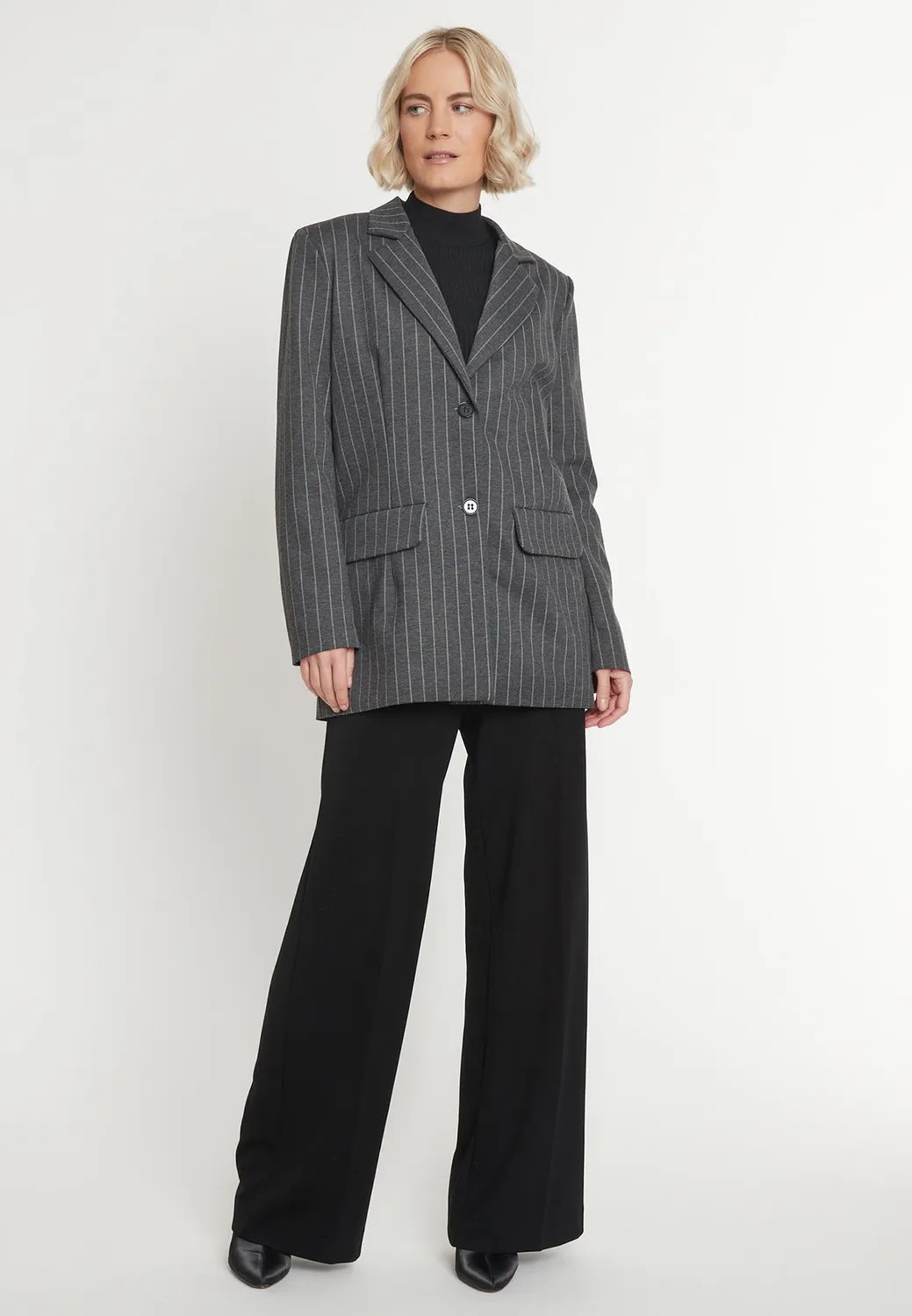 Ana Alcazar Mesea blazer oversize gessato grigio