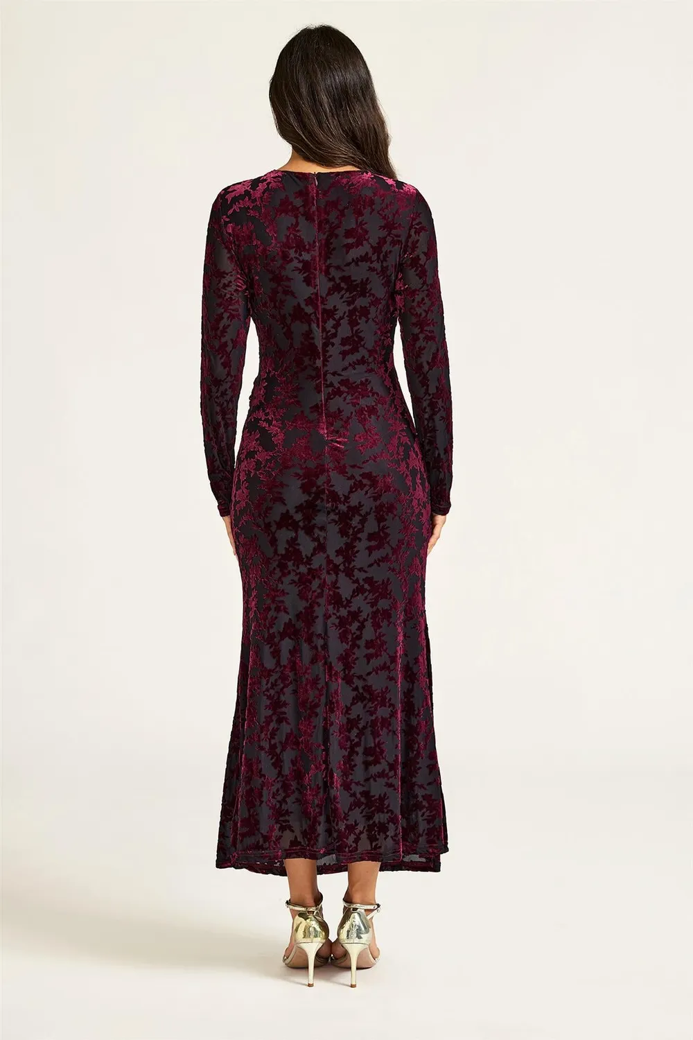 FS Collection Velvet Devore abito midi nero XS velluto fiori
