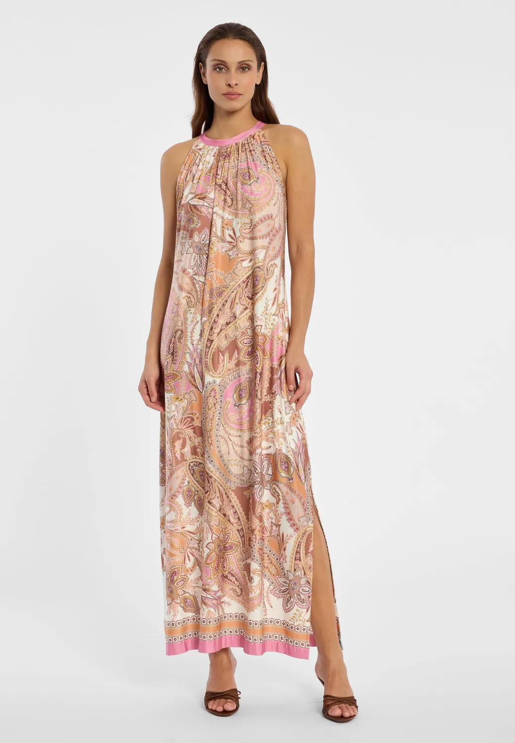 Ana Alcazar Dhyra maxi abito lungo satin paisley