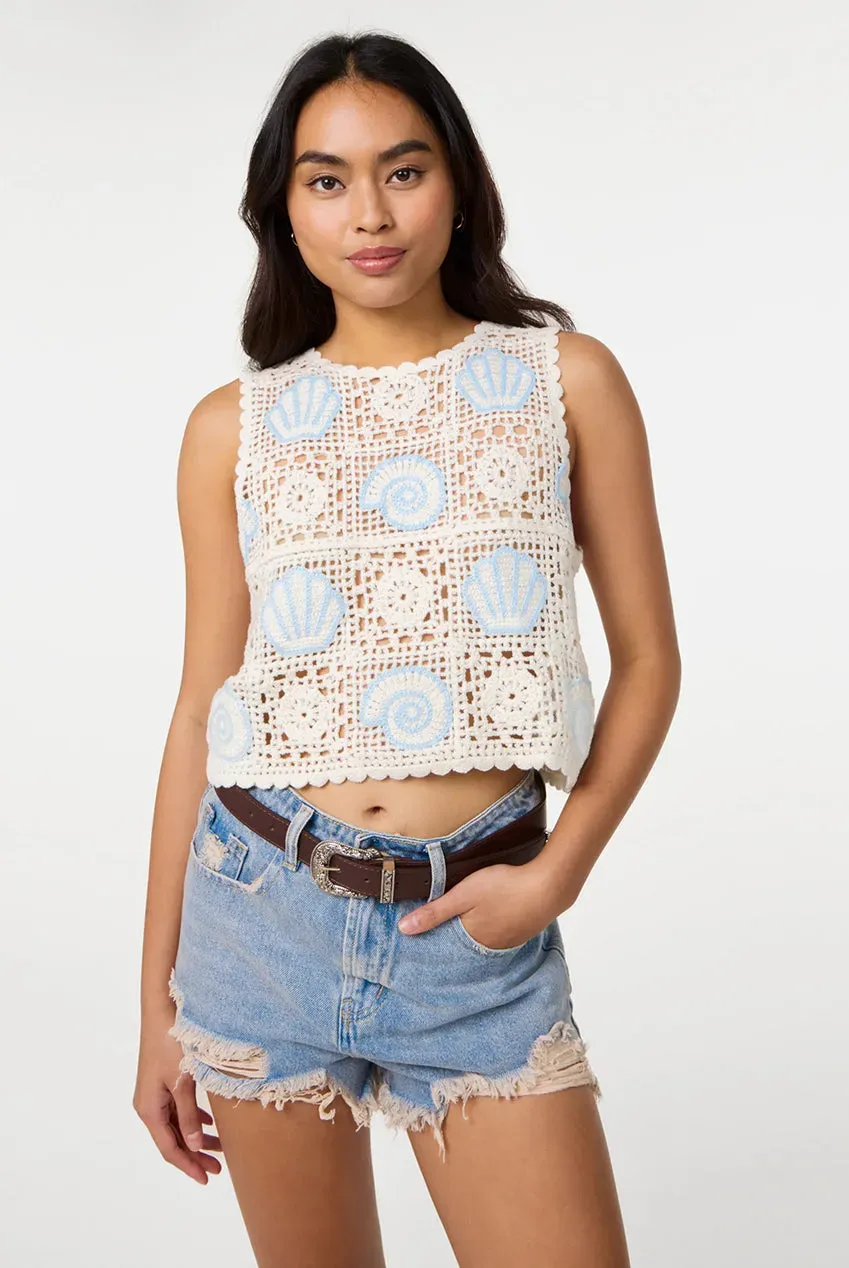 Pink Vanilla Sea Shell top crochet Stone S/M cotone