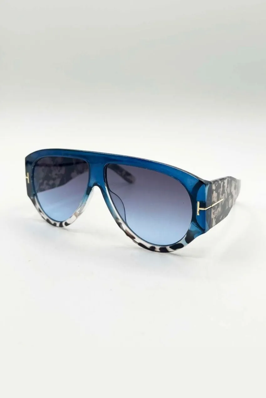 SVNX Oversized Rounded occhiali da sole blu nero PC