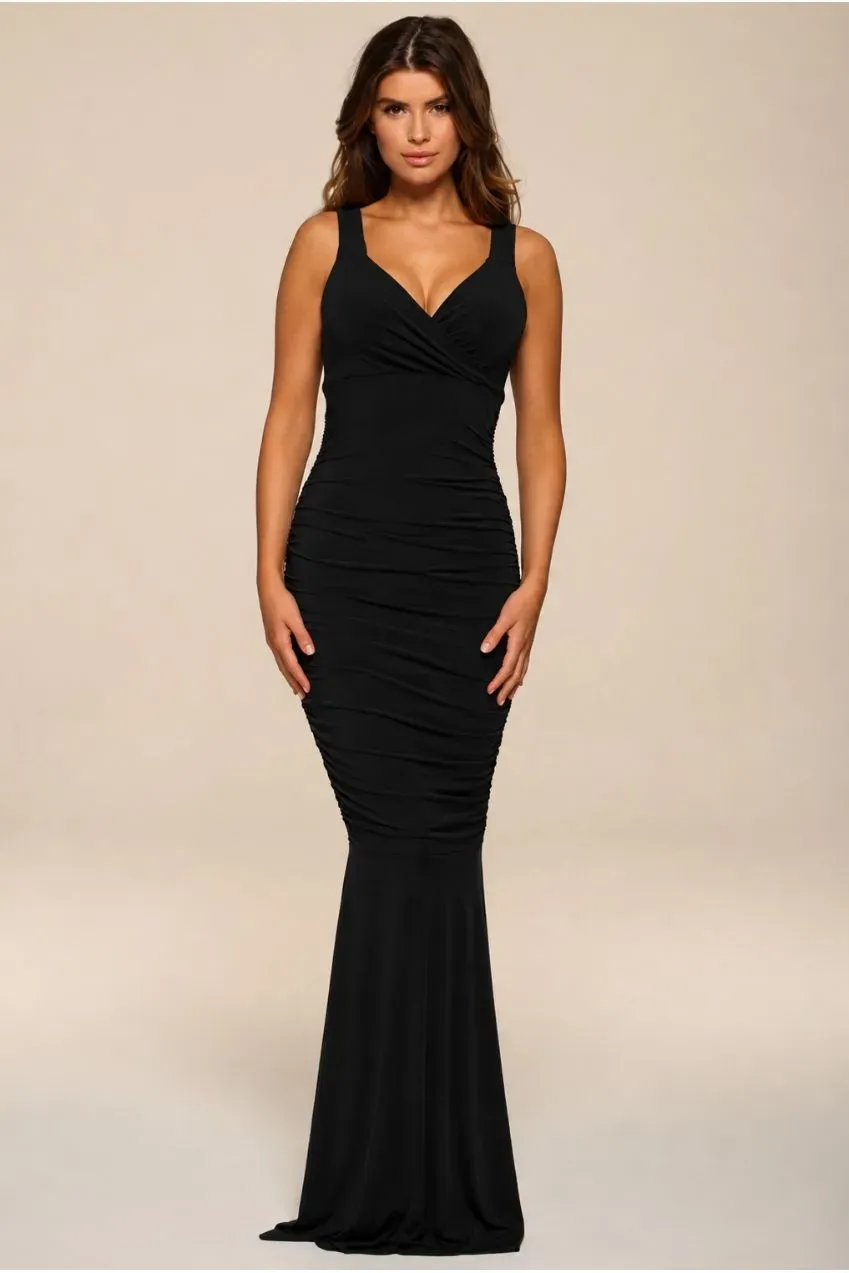 Honor Gold Gabby abito maxi nero S arricciato sirena