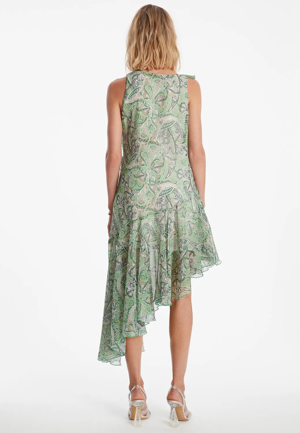 Ana Alcazar Zesara abito chiffon verde balze