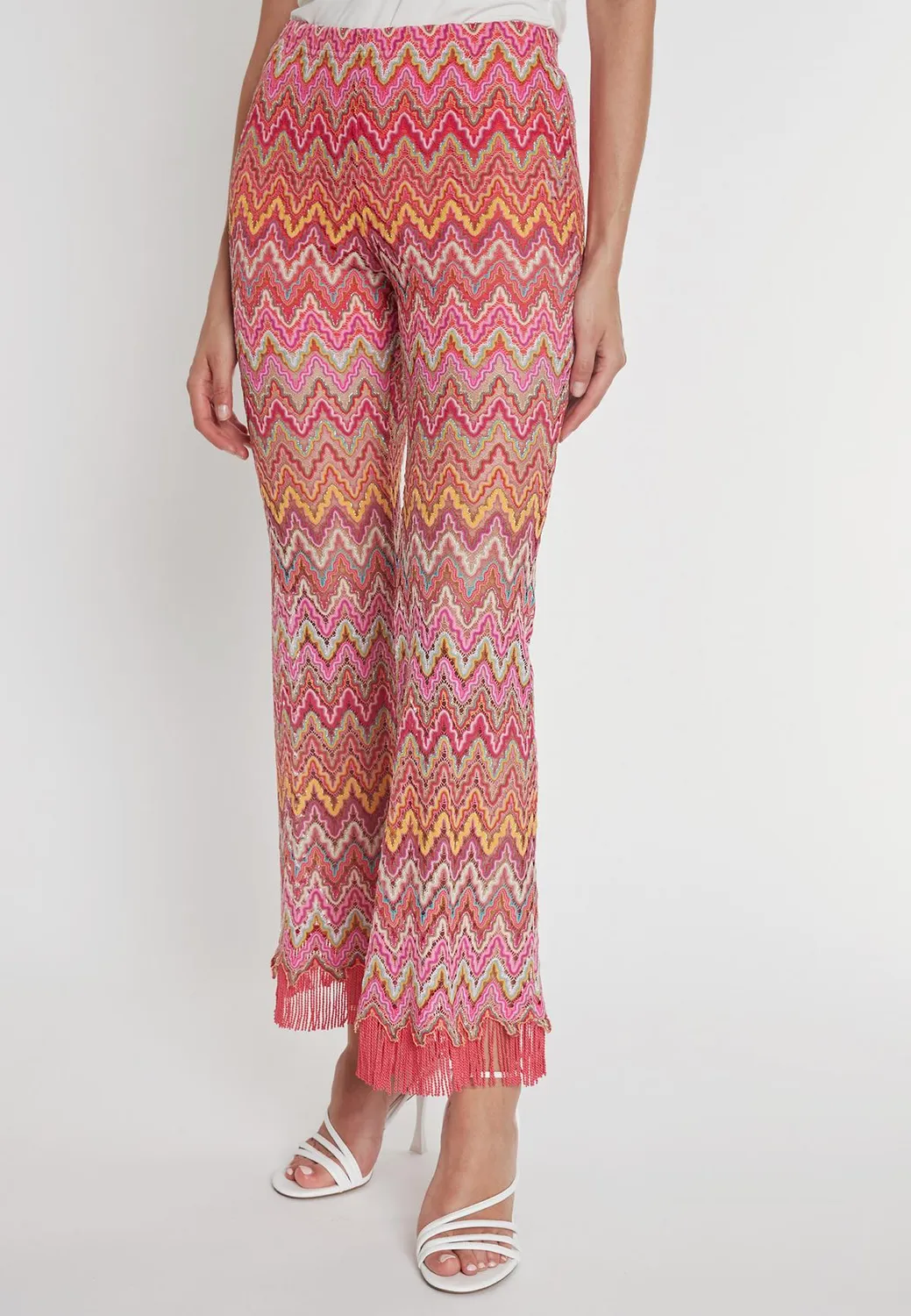 Ana Alcazar Polky pantaloni cropped rosa frange