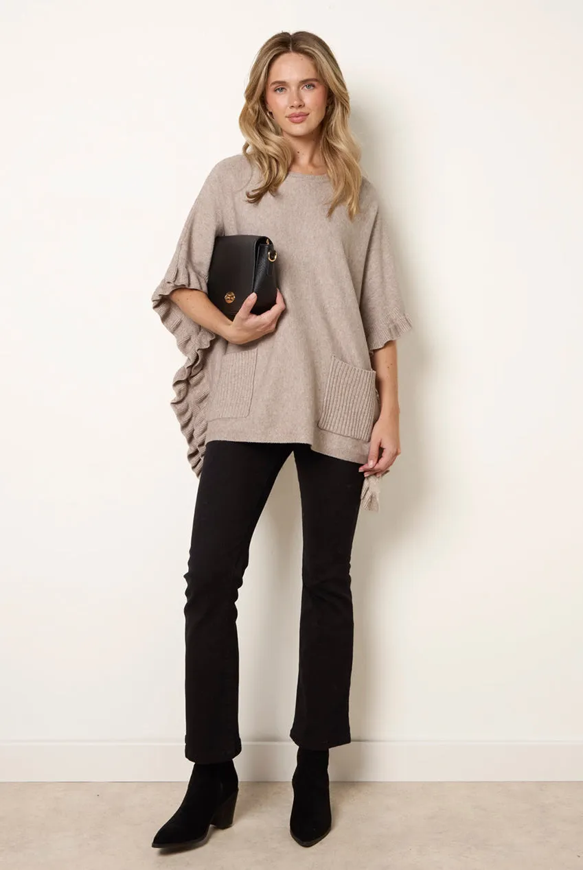 Blue Vanilla Frill Detail Pocket Cape mantella beige taglia unica